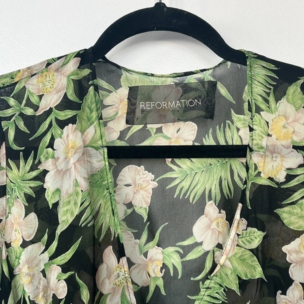 Reformation floral long dress sheer maxi botanica S cutout long sleeve - Picture 5 of 12